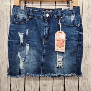 Wax Jean Distressed Denim Skirt